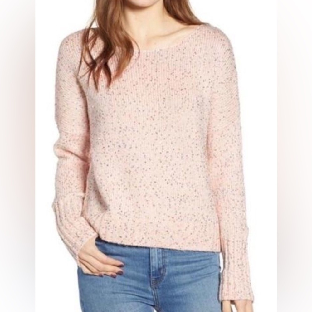 Rebecca Minkoff Women’s Katia Pink Sequined Ballet Neck Sweater Size S EUC